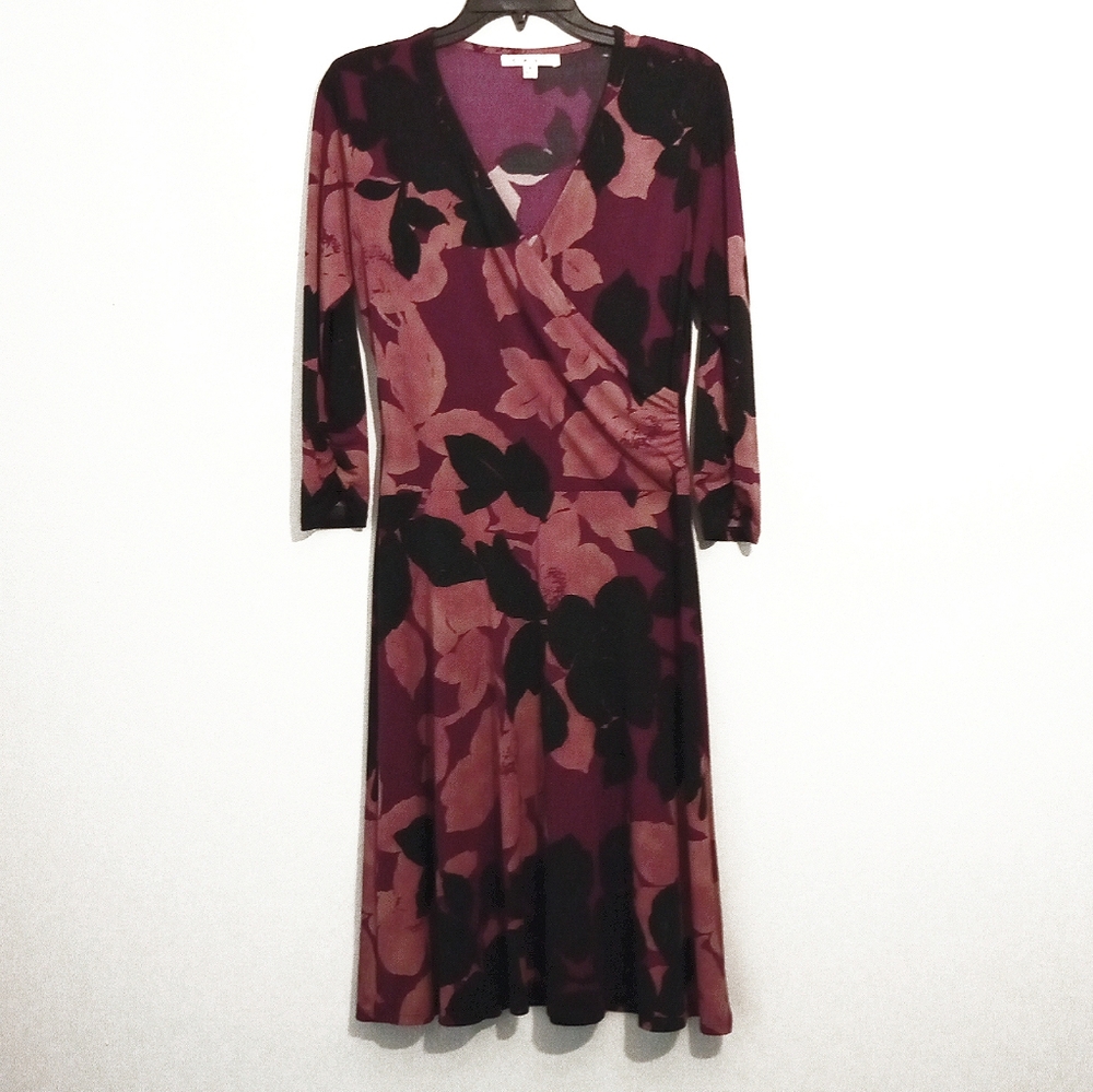 NWOT CAbi Floral Faux Wrap Midi Dress